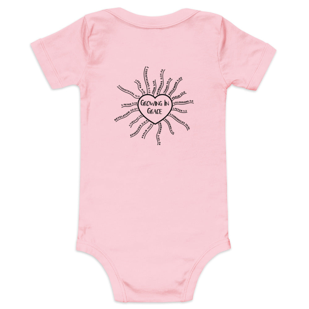 Jesus loves me this I know....Baby short sleeve one piece (2-sided)