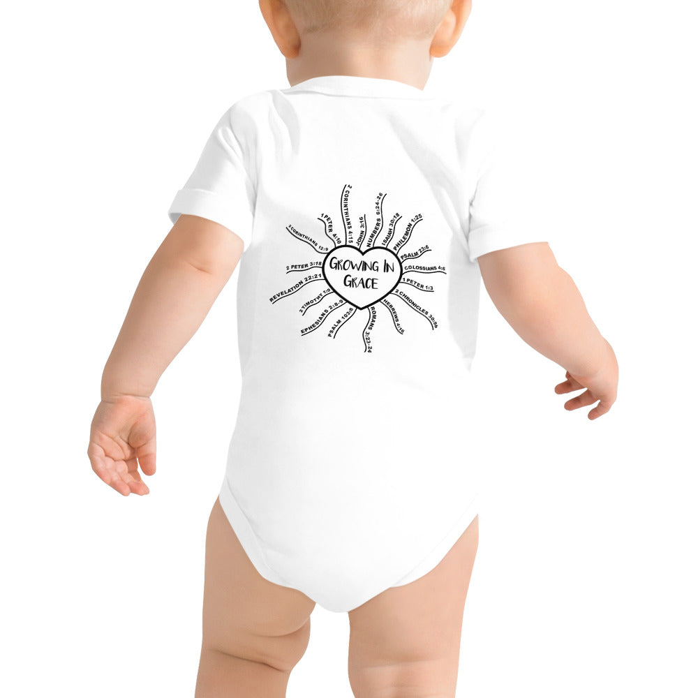 Jesus loves me this I know....Baby short sleeve one piece (2-sided)