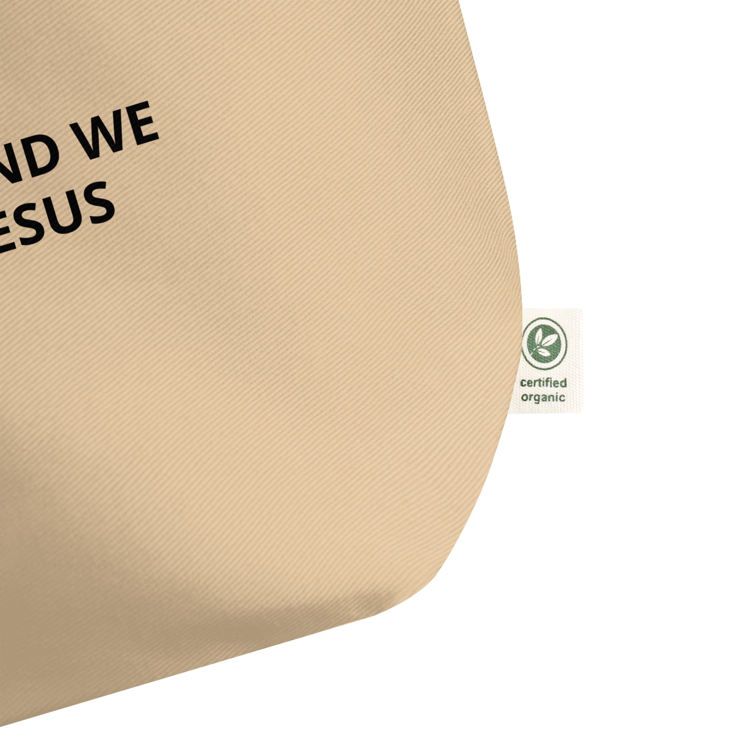 WHAT A FRIEND WE HAVE IN JESUS Beige Large organic tote bag